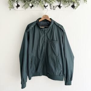 Members Only Insulated Jacket Mens L Green Bomber Cafe Racer Zip Lined 92035